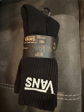 Vans Black Crew Socks with White Logo Pack - 3pk
